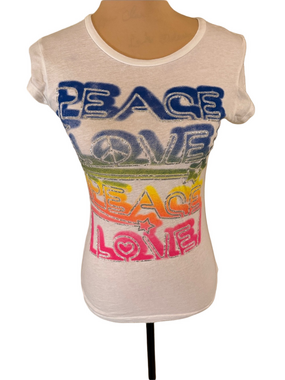 MAX Rave Peace Love Graphic Tee - White with Multicolor Print